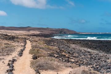 Hiking trail in the Graciosa island, Canary, Spain, close to Lanzarote, escape sustainable travel lifestyle healthy vacation safe place bucolic idyllic arcadian