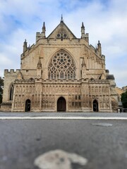 Fototapeta na wymiar Vertical of the skyline of the Exeter Cathedral in Exeter, Engalnd