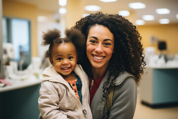 Obraz premium Close-up of a woman with a child being treated in a hospital