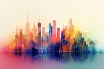 Transparent layers gradient cityscape. Generative AI