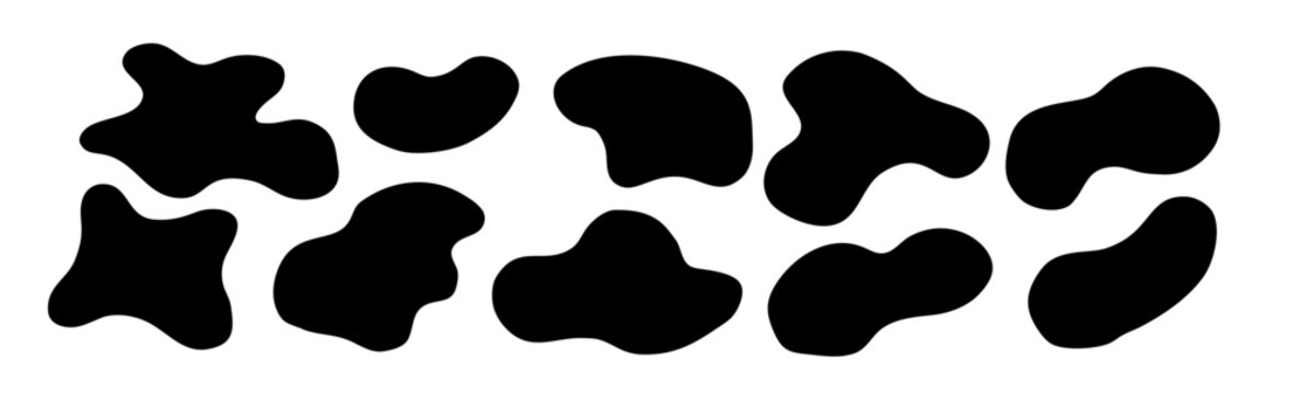 Organic amoeba blob shape vector illustration set Abstract irregular form