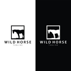 Wild Horse Logo Farm Design Silhouette Simple Vector Illustration Template - obrazy, fototapety, plakaty