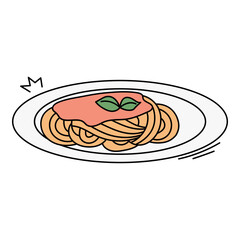 Doodle spaghetti element. Vector element with food theme and doodle hand drawn style. Illustration.