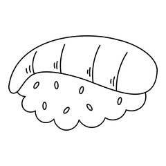 Doodle sushi line art element. Vector element with food theme and doodle hand drawn style. Illustration.