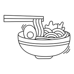 Doodle ramen line art element. Vector element with food theme and doodle hand drawn style. Illustration.