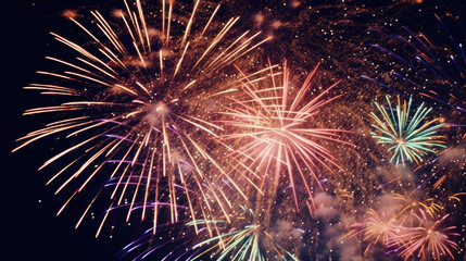 Obraz premium Happy New Year Fireworks Natural Colors , Background For Banner, HD