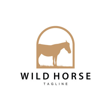 Wild Horse Logo Farm Design Silhouette Simple Vector Illustration Template