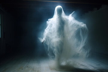Photography of a transparent, translucent ghost in slow motion