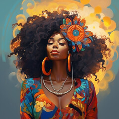 Traços de Resiliência: Beleza Afro em Destaque no Dia da Consciência Negra, IA Generativa - obrazy, fototapety, plakaty