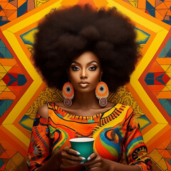 Herança Radiante: Uma Mulher Majestosa em Homenagem ao Dia da Consciência Negra, IA Generativa - obrazy, fototapety, plakaty