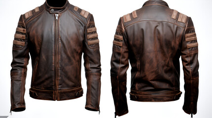 Dark Brown Leather Jacket with black strips on arms for Mens Cafe Racer Real Distressed Motorcycle Jacket
