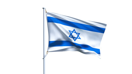 Waving flag of israel isolated on white background. 3D render