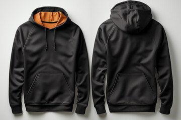 Solid black hoodie mockup for design. Blank with space for text or print, copy space ai generative - Powered by Adobe