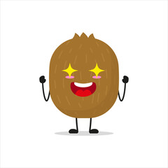 Cute excited kiwi character. Funny electrifying fruit cartoon emoticon in flat style. closet vector illustration