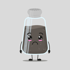 Cute sad pepper character. Funny unhappy ingredient cartoon emoticon in flat style. closet vector illustration