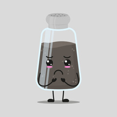 Cute gloomy pepper character. Funny sad ingredient cartoon emoticon in flat style. closet vector illustration