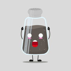 Cute shocked pepper character. Funny ingredient cartoon emoticon in flat style. closet vector illustration