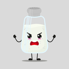 Cute furious salt character. Temperament ingredient cartoon emoticon in flat style. closet vector illustration