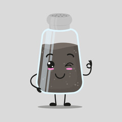 Cute happy pepper character. Funny smiling and wink ingredient cartoon emoticon in flat style. closet vector illustration