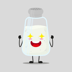 Cute excited salt character. Funny electrifying ingredient cartoon emoticon in flat style. closet vector illustration