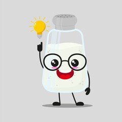 Cute smart salt character. Funny ingredient got inspiration idea cartoon emoticon in flat style. closet vector illustration