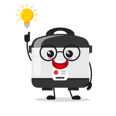 Cute smart rice cooker character. Funny home appliance got inspiration idea cartoon emoticon in flat style. closet vector illustration