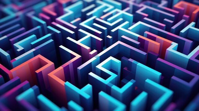 A colorful maze with many different shapes, AI