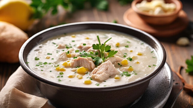 Chicken And Corn Chowder Natural Colors  , Background For Banner, HD