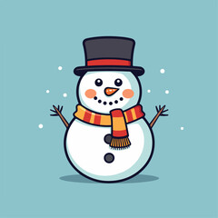 Snowman in cartoon, doodle style. 2d vector illustration in logo, icon style. AI Generative