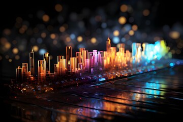 A digital representation of stock market charts and data visualizations, displayed on screens against a sleek, modern backdrop, generative AI
