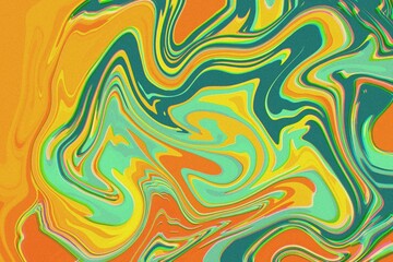 An abstract retro oil painting background adorned with the harmonious interplay of orange and green tones. The canvas exudes a vintage allure through textured brushstrokes