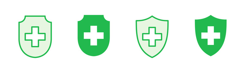 Health insurance icon set. Insurance health document icon