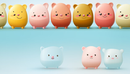 Pastel puppy pattern with contrasting smooth lines and flat illustrations.