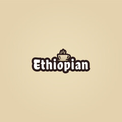 Ethiopian coffee logo or Ethiopian coffee label vector isolated in flat style. Best Ethiopian coffee logo vector for product packaging design element. Ethiopian coffee label vector for product.