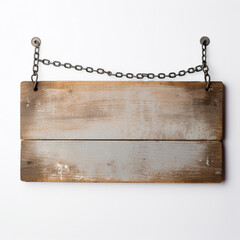 Wood plate hanger for chain link, in the style of white background