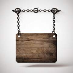 Wood plate hanger for chain link, in the style of white background