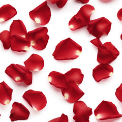 white background pattern with red petals