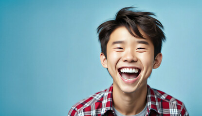 コピースペース｜幸せそうな笑顔の少年のポートレート - obrazy, fototapety, plakaty