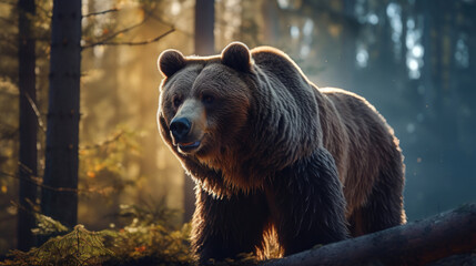 A Majestic Bear Is In The Twilight Forest, Background For Banner, HD