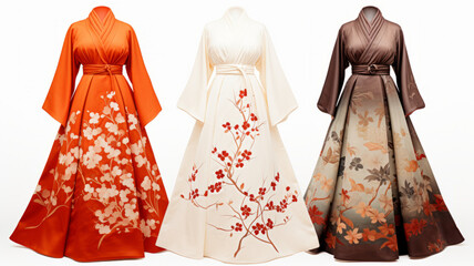 Japanese traditional dress patterns on white background generative ai