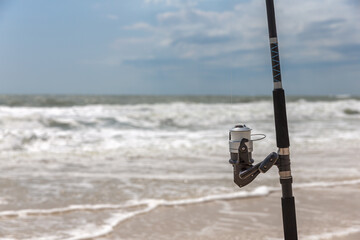 Close Up of a Surf Fishing Pole - 677910447