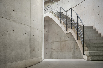 Concrete stairs in minimalistic style.
Architecture details cement concrete modern construction.
