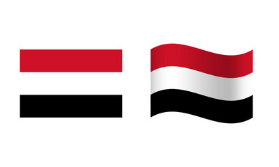 Rectangle and Wave Yemen Flag Illustration