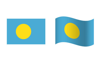 Rectangle and Wave Palau Flag Illustration