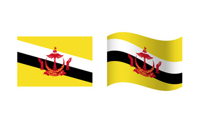 Obraz premium Rectangle and Wave Brunei Flag Illustration