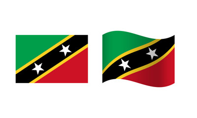 Fototapeta premium Rectangle and Wave Saint kitt & Nevis Flag Illustration