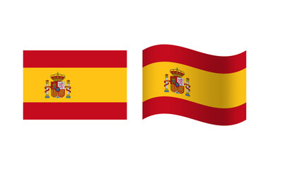 Rectangle and Wave Spain Flag Illustration