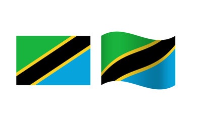Rectangle and Wave Tanzania Flag Illustration