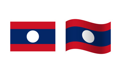 Rectangle and Wave Laos Flag Illustration