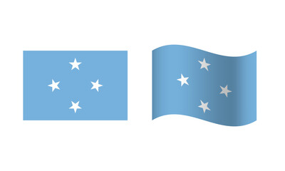 Rectangle and Wave Micronesia Flag Illustration